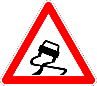 Warning of car traffic accident red triangle sign 