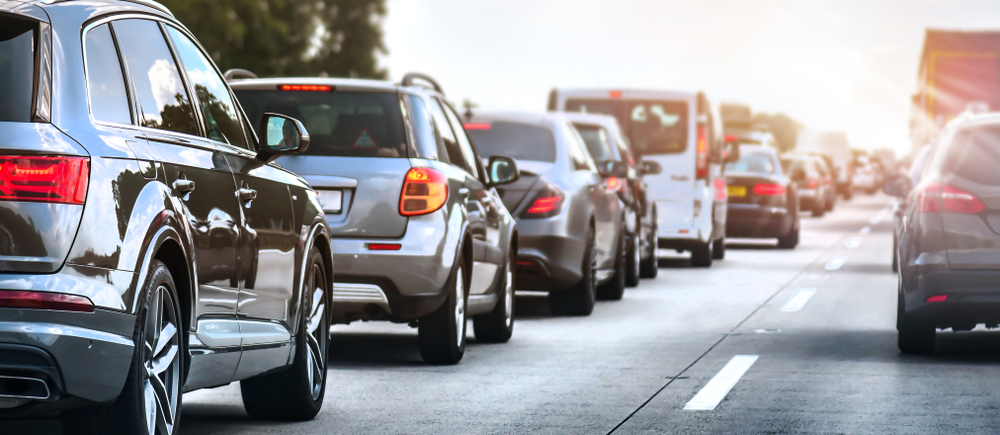 Photograph of road traffic accident during rush hour