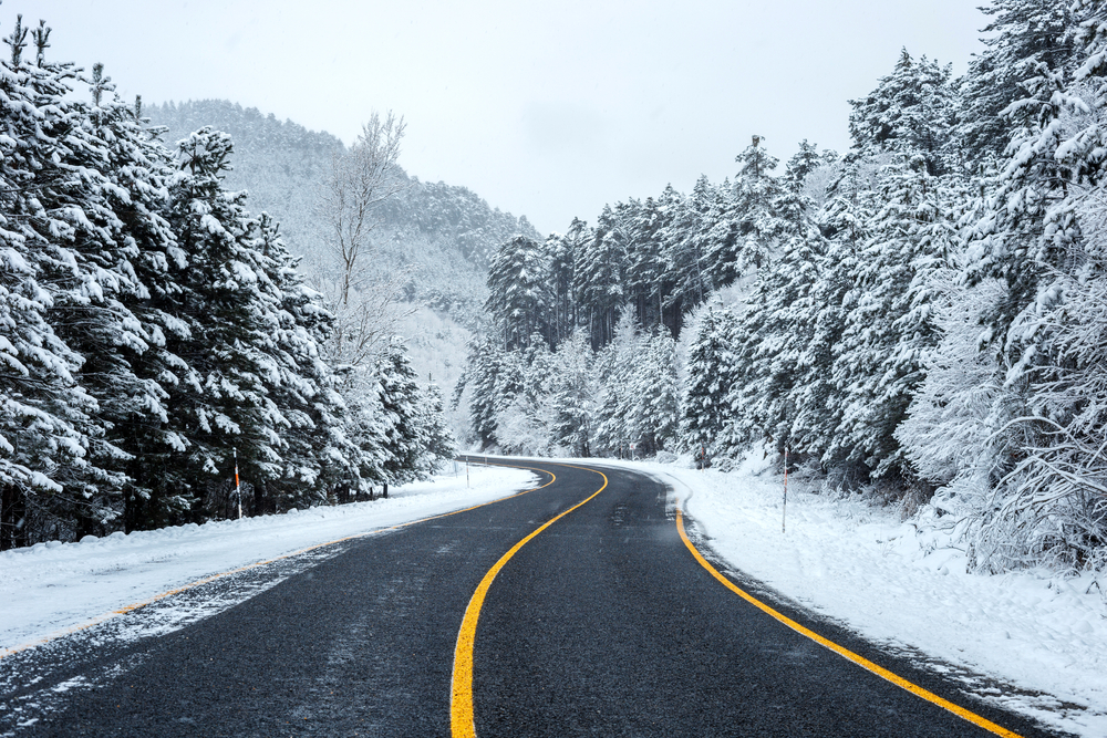 Photograph of snow covered road