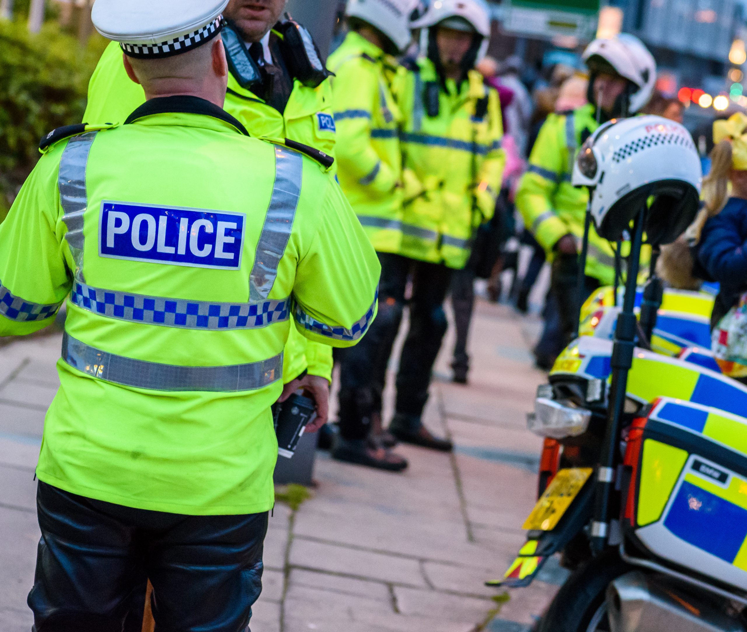 Image of British police officers stood in the street in Liverpool