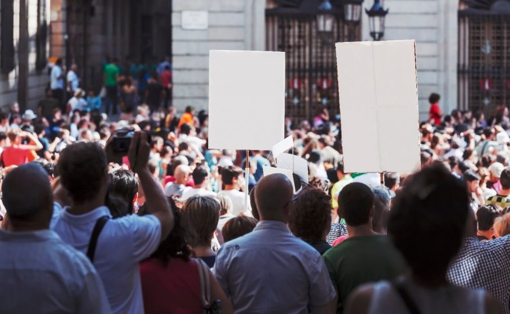 Image of a huge protest in the street