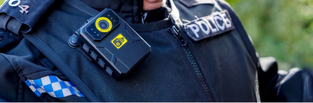 A picture of a police officer's body worn camera 